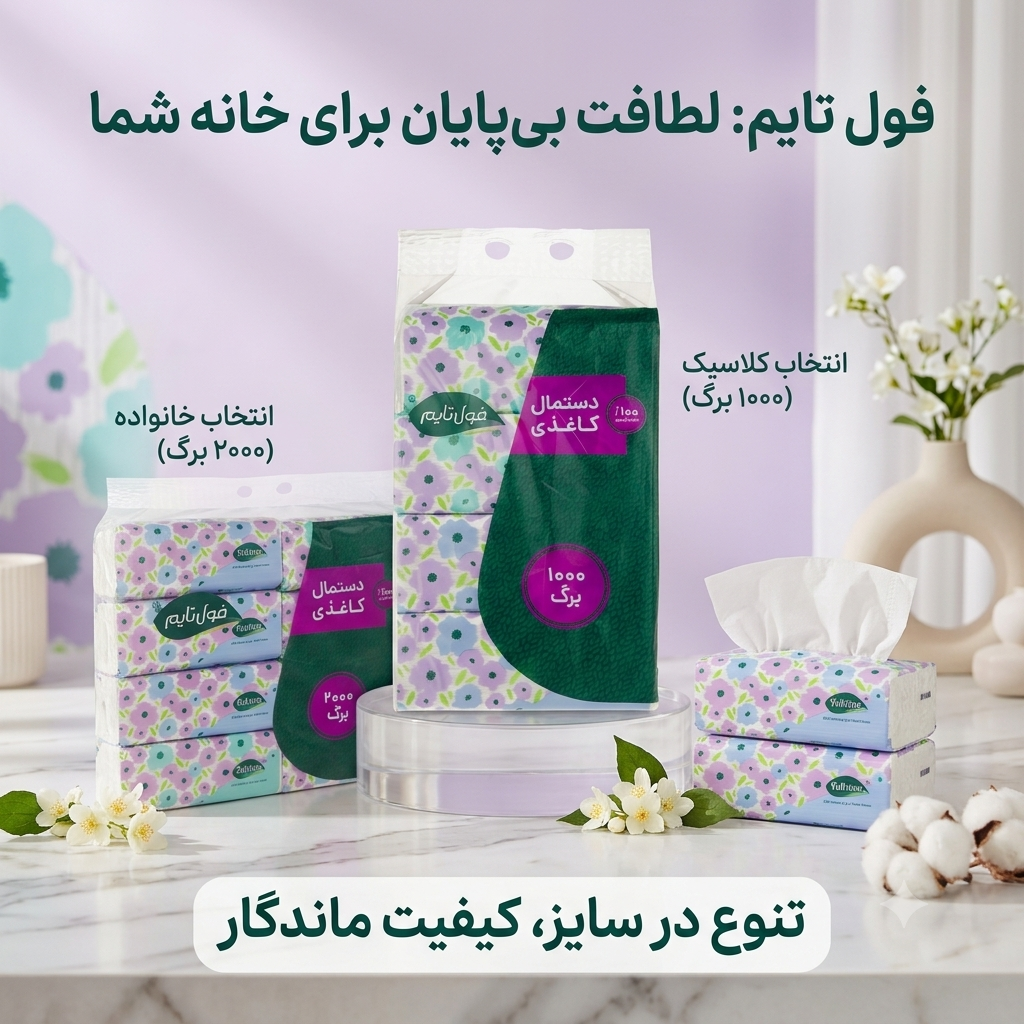 مجموعه اقتصادی ( دستمال کاغذی ۸ تایی و ۴ تایی) فول تایم